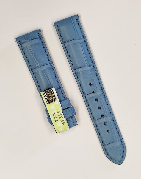 Maurice Lacroix Lederband aus Krokodilleder Blau 17mm/16mm für Dornschließe