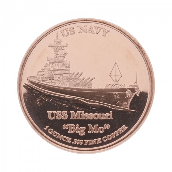 1 Unze (AVDP) .999 fein Kupfer "USS Missouri Big MO"
