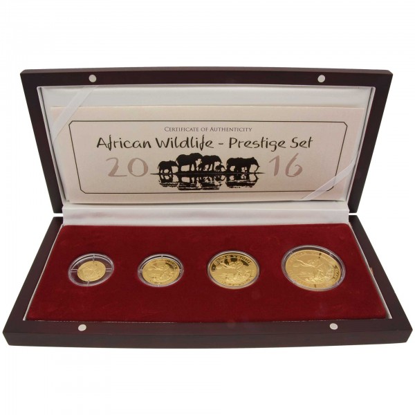 2016 Somalia Elefant 4 Goldmünzen Set Polierte Platte (PP) 1/10 1/4 1/2 und 1 OZ Limited Edition