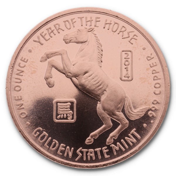 1 Unze (AVDP) .999 fein Kupfer "Year of the Horse (2014)"