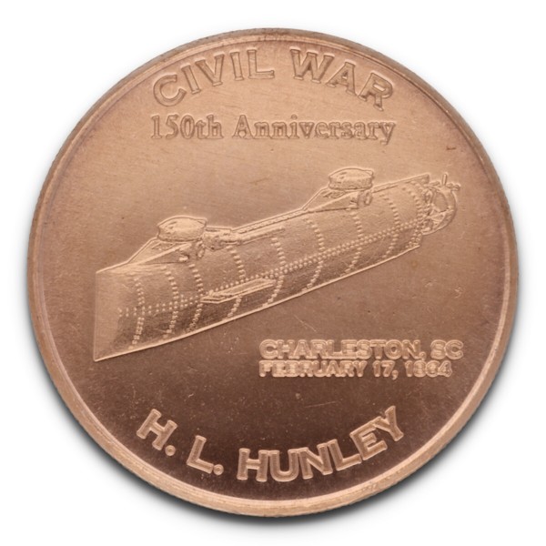 1 Unze (AVDP) .999 fein Kupfer "CIVIL WAR - 150th Anniversary - H. L. Hunley"