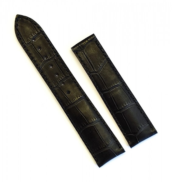 Maurice Lacroix Lederband schwarz/braun 20mm/18mm für Dornfaltschließe