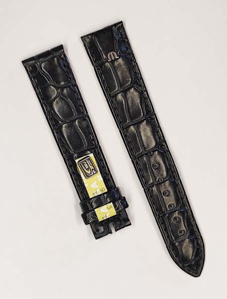 Maurice Lacroix Lederband aus Krokodilleder Schwarz 20mm/18mm für Dornschließe