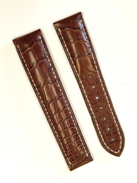 Omega Lederband aus Krokodilleder Braun 21mm/18mm für Faltschließe